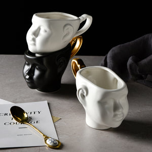 Face Shaped Coffee Cups in Black And White