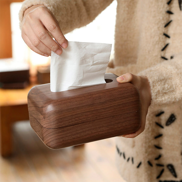 Parker Walnut Tissue Box Cover Wooden Napkin Holder Tissue Dispenser Fourline Design