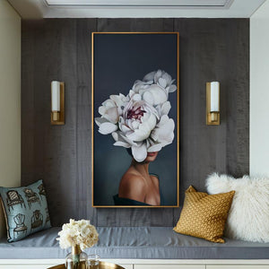 Flower Lady Wall Art: Canvas Wall Decoration For Home