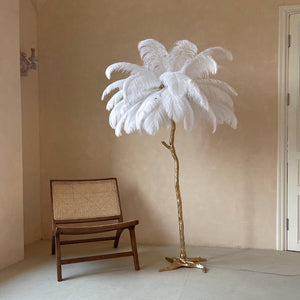 Lucas Palm Tree Lamp: Osctich Feather Tree Shaped Standing Lamp
