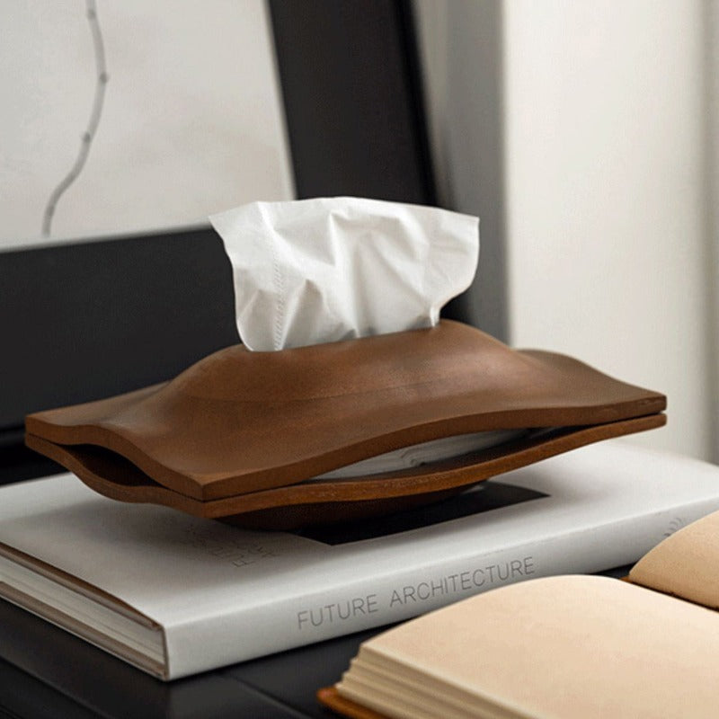 Lester Walnut Wood Tissue Box Cover Fourline Design