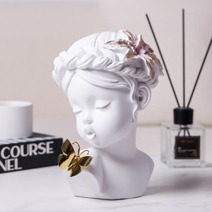 Summer Girl: White Girls Figurines, Decorative Sculptures For Home