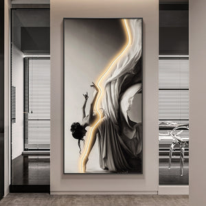 Dancing Lady LED Wall Art: LED Wall Decoration, Canvas Art With Light