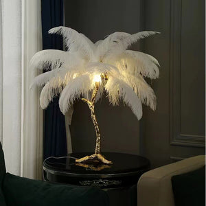 Lucas Palm Tree Table Lamp: Ostrich Feathers Tree Shaped Lamp