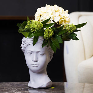 Muse Flower Pot: Ancient Sculpture Head Shaped Vase