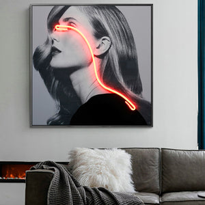 Ladies LED Wall Art: Canvas Wall Decoration With Light Source