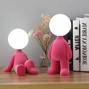 Fluffy Team Table Lamp: Pink And Golden Lamps For Kids' Room
