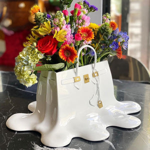 Lola Melting Handbag Flower Vase - White