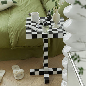 Checkerboard Side Table: Black And White Coffee Table For Living Room