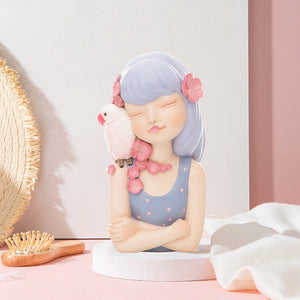 Parrot Girl: Decorative Figurine, Centerpiece for Home
