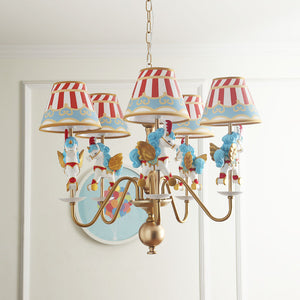 5-Head Chandelier With Unicorns With Blue Manes