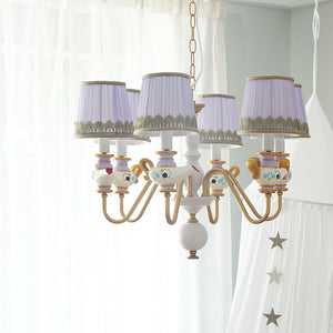 6-Head Teapot Shaped Chandelier With White Lampshades