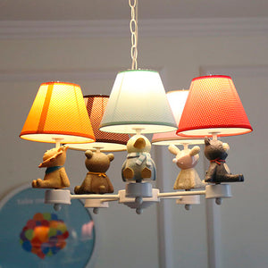 Chandelier With Tiny Animals And White Base